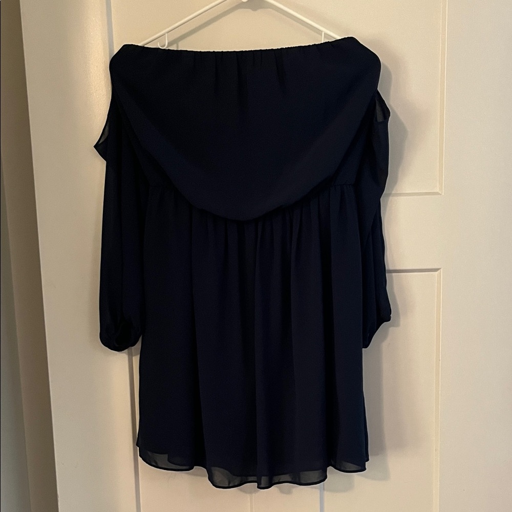 A. Byer Navy Off-Shoulder Dress